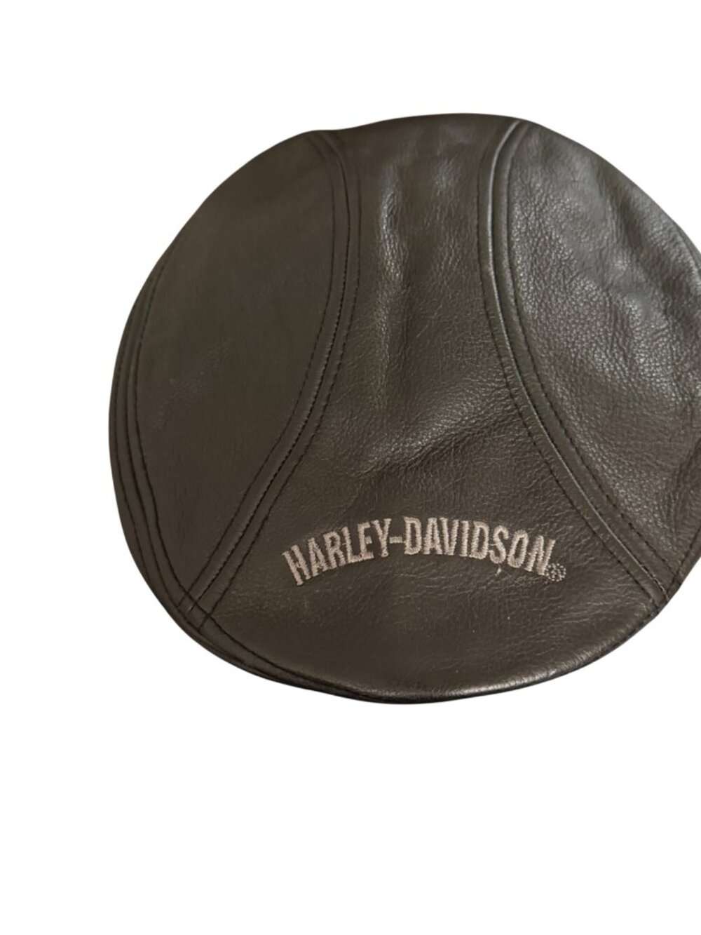 Vintage Harley-Davidson Black Leather Flat Cap Size M Newsboy  Hat